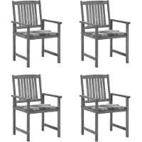vidaXL Tuinstoelen 4 st met kussens massief acaciahout grijs