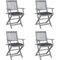 vidaXL Tuinstoelen 4 st inklapbaar met kussens massief acaciahout