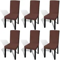 vidaXL Stoelhoezen 6 st stretch recht bruin