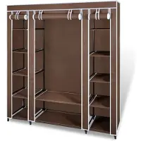 vidaXL Kledingkast met vakken en stangen 45x150x176 cm stof bruin