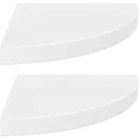 vidaXL Hoekschappen zwevend 2 st 35x35x3,8 cm MDF hoogglans wit