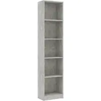 vidaXL Boekenkast met 5 schappen 40x24x175 cm bewerkt hout betongrijs