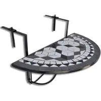 vidaXL Balkontafel hangend mozaïek zwart-wit half-rond online kopen