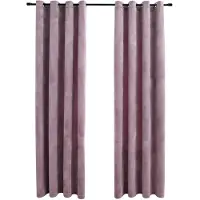 vidaXL Gordijnen verduisterend met ringen 2 st 140x225 cm fluweel roze