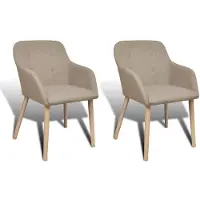 vidaXL Eetkamerstoelen met eikenhouten poten stof beige 2 st online kopen