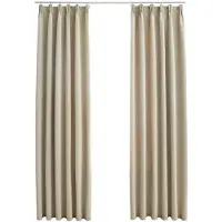 vidaXL Gordijnen verduisterend met haken 2 st 140x225 cm beige