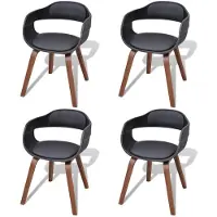 vidaXL Eetkamerstoelen 4 st gebogen hout en kunstleer zwart