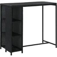 vidaXL Bartafel met opbergrek 120x60x110 cm poly rattan zwart