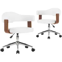 vidaXL Eetkamerstoelen draaibaar 2 st gebogen hout en kunstleer wit