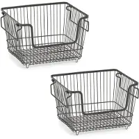 Zeller 2x Zwarte opberg/opruim manden stapelbaar 33 cm - Opbergmanden