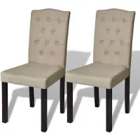 vidaXL Eetkamerstoelen antieke stijl stof beige 2 st online kopen
