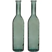 Mica Decorations Set Van 2x Stuks Flesvaas Bloemenvaas/bloemenvazen 18 X 75 Cm Transparant Grijs Glas - Vazen