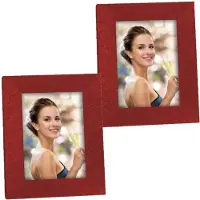 Blokker 2x Stuks Houten Fotolijstje Rood Met Glitters Geschikt Voor Een Foto Van 15 X 20 Cm - Fotolijsten
