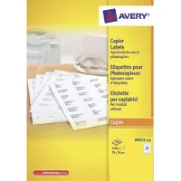 Avery Kopieeretiketten 70 x 26 mm, wit, Kopieerapparaat, permanent klevend DP033-100