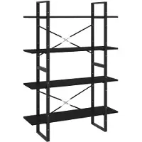 vidaXL Boekenkast met 4 schappen 100x30x140 cm bewerkt hout zwart