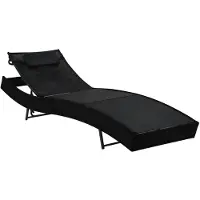 vidaXL Ligbed met kussen poly rattan zwart