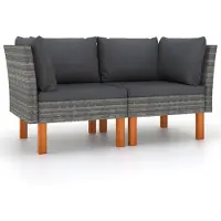vidaXL Hoekbanken 2 st poly rattan en massief eucalyptushout