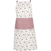 Clayre & Eef Keukenschort 70x85 cm Rood Wit Katoen Rozen BBQ Schort Rood BBQ Schort