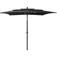 vidaXL Parasol 3-laags met aluminium paal 2,5x2,5 m zwart