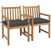 vidaXL Tuinstoelen 2 st met antracietkleurige kussens massief teakhout