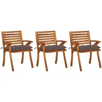 vidaXL Tuinstoelen 3 st met kussens massief acaciahout