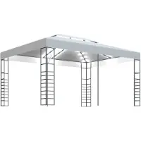 vidaXL Paviljoen met LED-lichtketting, 4x3x2,7 meter, wit