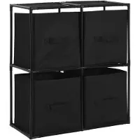vidaXL Opbergkast met 4 stoffen manden 63x30x71 cm staal zwart