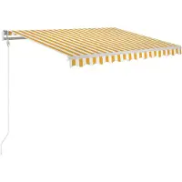 vidaXL Luifel handmatig uittrekbaar 350x250 cm geel en wit