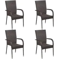 vidaXL Tuinstoelen stapelbaar 4 st poly rattan bruin