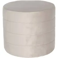 Clayre & Eef Hocker Ø 40x35 Cm Beige Hout Textiel Rond Poef Voetenbankje Beige Poef Voetenbankje