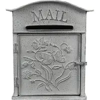 Clayre & Eef Brievenbus 26x10x31 cm Grijs Wit Metaal Bloemen Mail Wandbrievenbus Grijs Wandbrievenbus