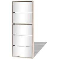 vidaXL Schoenenkast met 5 spiegels 63x17x169,5 cm eikenhout