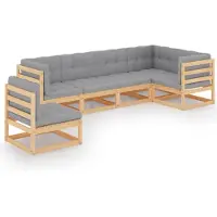 vidaXL 6-delige Loungeset met kussens massief grenenhout