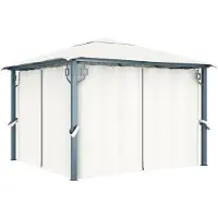 vidaXL Paviljoen met gordijnen, 300 x 300 cm, crème kleur, aluminium