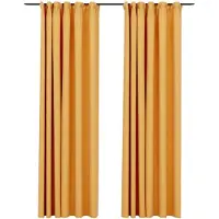 vidaXL Gordijnen linnen-look verduisterend haken 2 st 140x245 cm geel