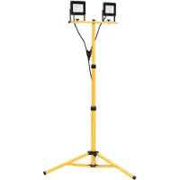 vidaXL LED-flitser met statief, 2x50W, warm wit licht