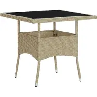 vidaXL Tuintafel poly rattan en glas beige