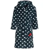 Playshoes Donkerblauwe Badjas/ochtendjas Met Hartjes Print Voor Kinderen - Playshoes Kinder Fleecebadjas 122/128 (7-8 Jr)