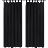 vidaXL Micro-Satijnen Gordijnen met Ringen 140 x 225 cm 2 stuks (Zwart)