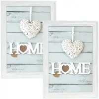 Blokker 2x Stuks Houten Fotolijst Vintage Wit Geschikt Voor Een Foto Van 20 X 20 Cm - Fotolijsten