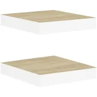 vidaXL Wandschappen zwevend 2 st 23x23,5x3,8 cm MDF eikenkleurig wit