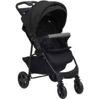 vidaXL Kinderwagen 2-in-1 staal antracietkleurig en zwart
