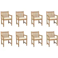 vidaXL Tuinstoelen 8 st met crèmekleurige kussens massief teakhout