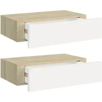 vidaXL Wandschappen 2 st met lade 40x23,5x10 cm MDF eikenkleur en wit