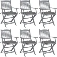 vidaXL Tuinstoelen 6 st inklapbaar met kussens massief acaciahout