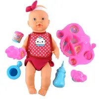 Falca Plas- En Drinkpop Met Accessoires 40 Cm Meisjes Roze 9-delig