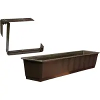 Geli Kunststof plantenbak bruin rechthoekig 80 cm met 2 verstelbare railing beugels - Plantenbakken