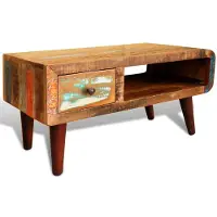 vidaXL Salontafel met 1 gewelfde rand en 1 lade gerecycled hout