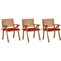vidaXL Tuinstoelen 3 st met kussens massief acaciahout