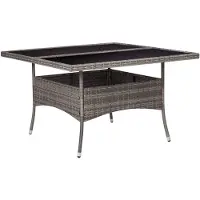 vidaXL Tuintafel poly rattan en glas grijs